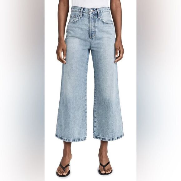Favorite Daughter Denim - FAVORITE DAUGHTER The Masha Super High Rise Wide Leg Crop Jeans Size 27 -Stained